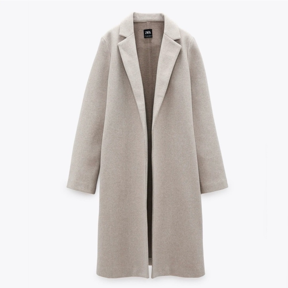 Zara Women's Taupe Lapel Collar Long Coat in Medium (NWT)
